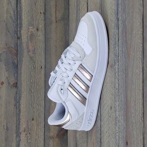 adidas | Shoes | Adidas Womens Breaknet Plus Tennis Leather Sneakers White  Champagne Metallic | Poshmark